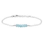 Aquamarine Gemstone Faceted Bead Bar Bracelet silver