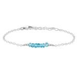 Blue Apatite Gemstone Faceted Bead Bar Bracelet Blue Apatite jewelry silver