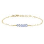 Blue Larimare Gemstone Faceted Bead Bar Bracelet 14k gold filled