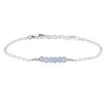 Blue Larimare Gemstone Faceted Bead Bar Bracelet silver