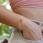 Carnelian Gemstone Faceted Bead Bar Bracelet
