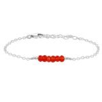 Carnelian Gemstone Faceted Bead Bar Bracelet silver