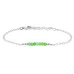 Chrysoprase Gemstone Faceted Bead Bar Bracelet silver
