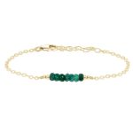 Green Emerald Gemstone Faceted Bead Bar Bracelet Green Emerald jewelry 14k gold filled
