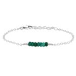 Green Emerald Gemstone Faceted Bead Bar Bracelet Green Emerald jewelry silver