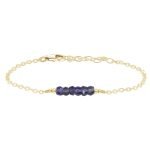 Grey Iolite Gemstone Faceted Bead Bar Bracelet Grey Iolite jewelry 14k
