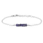Grey Iolite Gemstone Faceted Bead Bar Bracelet Grey Iolite jewelry silver