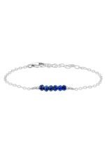 Lapis Lazuli Gemstone Faceted Bead Bar Bracelet silver