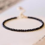 Black Spinel Bracelet for him Black Bracelet for husband Spinel jewelry gift for Men