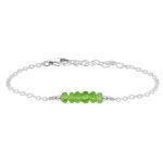 Peridot Gemstone Faceted Bead Bar Bracelet Peridot jewelry silver