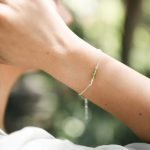 Peridot Gemstone Faceted Bead Bar Bracelet Peridot jewelry