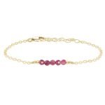 Pink Tourmaline Gemstone Faceted Bead Bar Bracelet 14k gold filled
