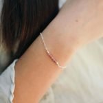 Pink Tourmaline Gemstone Faceted Bead Bar Bracelet thegreencrystal