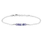 Purple Tanzanite Gemstone Faceted Bead Bar Bracelet silver