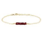 Red Garnet Gemstone Faceted Bead Bar Bracelet Grey Iolite jewelry 14k gold filled