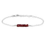 Red Garnet Gemstone Faceted Bead Bar Bracelet Grey Iolite jewelry silver