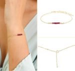 Red ruby beaded bar bracelet