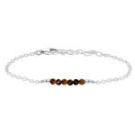 Tiger's Eye Gemstone Faceted Bead Bar Bracelet silver