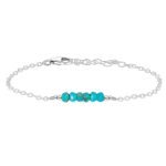 Turquoise Gemstone Faceted Bead Bar Bracelet Turquoise jewelry silver