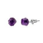 Amethyst Raw Crystal Stud Earrings
