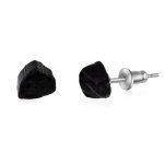 Black Tourmaline Raw Crystal Stud Earrings