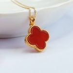 Carnelian 18k Gold Clover Leaf Necklace