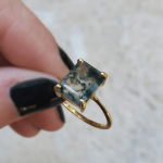 14k gold filled Emerald Cut moss agate ring