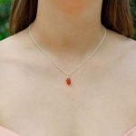 Mini Double Terminated Carnelian Crystal Point Pendant Necklace