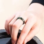 mens moss agate band ring