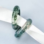 green moss agate band ring