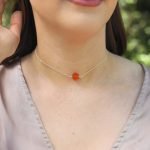 Raw Carnelian Crystal Necklace 14k gold