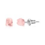 Dainty Rose Quartz Raw Stone Earrings