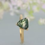 Triangle Cut Moss Agate Ring 14k gold filled