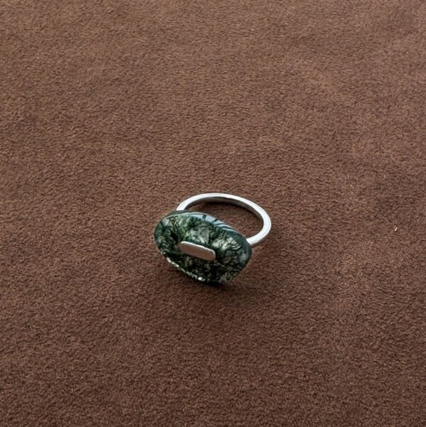 natural moss agate ring silver