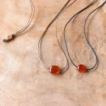 minimalist style cord Carnelian necklace