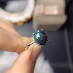 silver oval black opal ring thegreencrystal