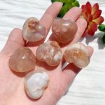 Cherry Blossom Agate Puffy Heart
