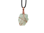 Copper Wire Wrapped Green Calcite crystal Necklace