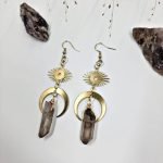 raw Smoky Quartz stone earrings thegreencrystal