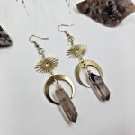 Smoky Quartz Crystal Point Earrings