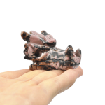 Hand Carved Rhodonite Dragon head thegreencrystal