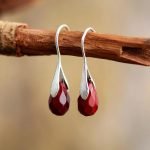 silver Red Jasper Drop Earrings thegreencrystal