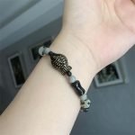 real Black Onyx Speckled Stone Bracelet