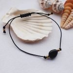 Adjustable real black tourmaline bracelet