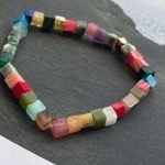 natural Cube Bead Gemstone Bracelet