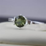 silver round cut Moldavite Ring Moldavite Jewelry thegreencrystal