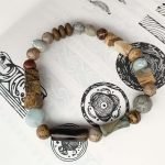 Landscape Jasper Shoushan Stone Bracelet Set