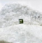 emerald cut Moldavite Crystal Ring