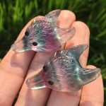 Wolf Head Statue Fluorite Crystal Pendant