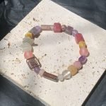 beautiful handmade Strawberry Quartz Watermelon Tourmaline Gemstone Bracelet